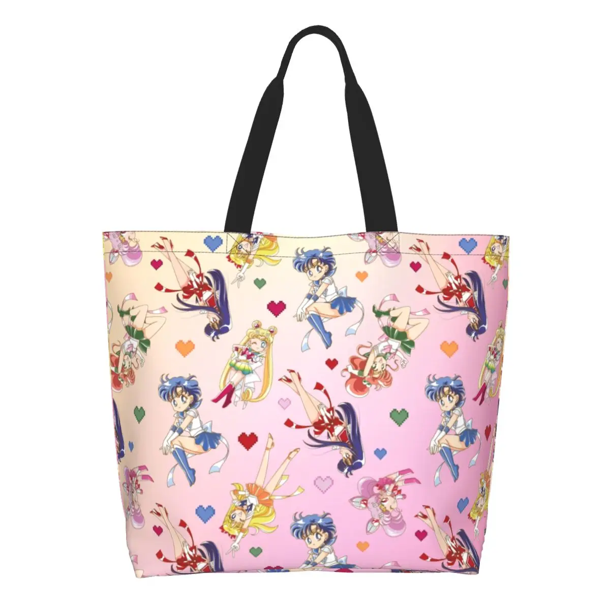 

Custom Fashion Anime Moon Girl Shopping Tote Bags Reusable Japanese Shojo Sailor Manga Groceries Canvas Shoulder Shopper Bag