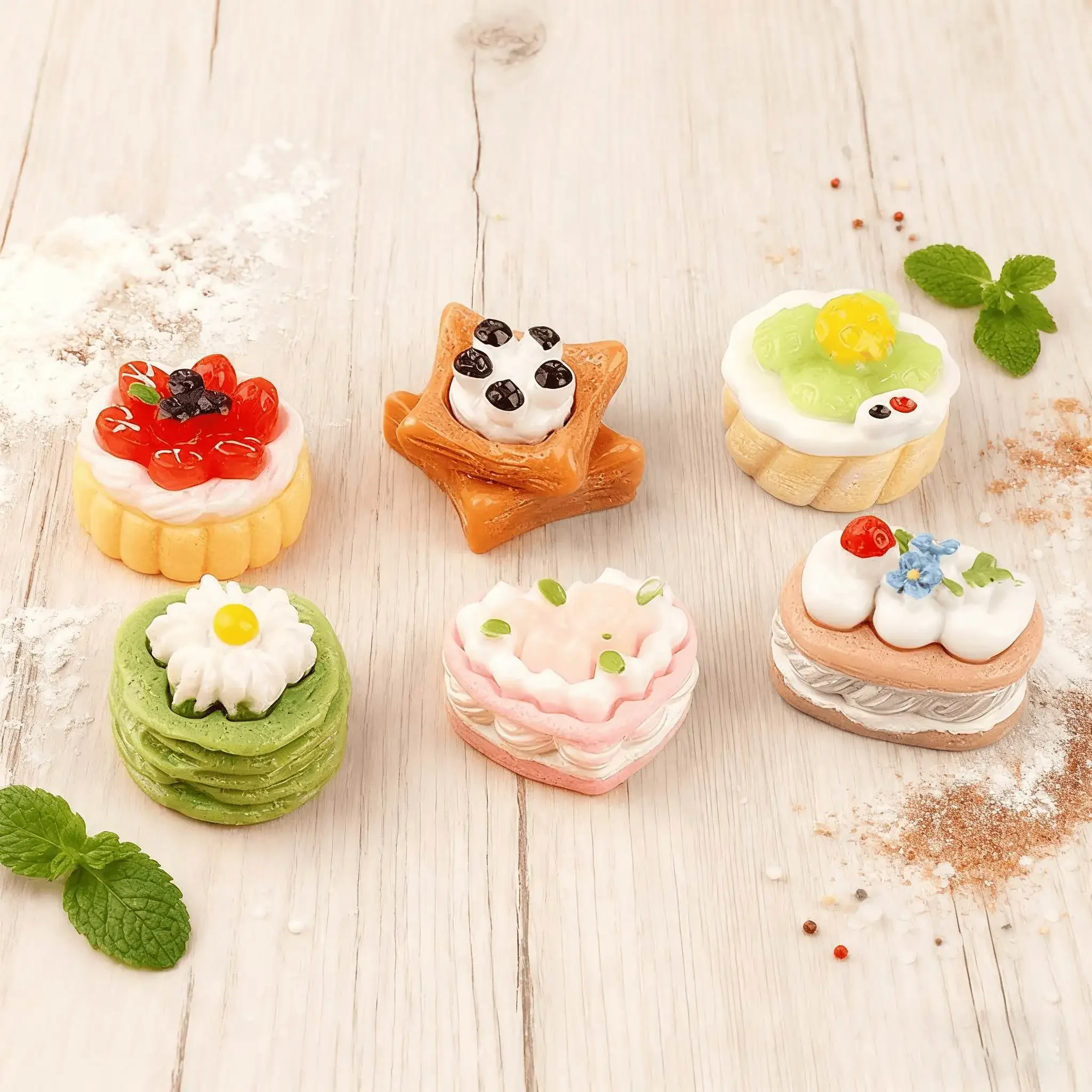 

10Pcs 3D Cute Dessert Cake Simulation Food Miniature Model Flatback Resin Cabochon DIY Ornaments Cream Gel Phone Case Beauty