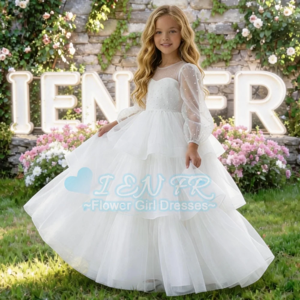 

Индивидуальное белое тюлевое платье А-силуэта для девочек на Первое причастие, свадьбу, день рождения, выступление на сцене