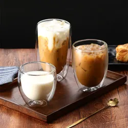 Heat-Resistant Double Wall Glass Cup Mug Beer Coffee Cup Tea Milk Juice Glasses Tea Transparent Drinkware Mugs Gift