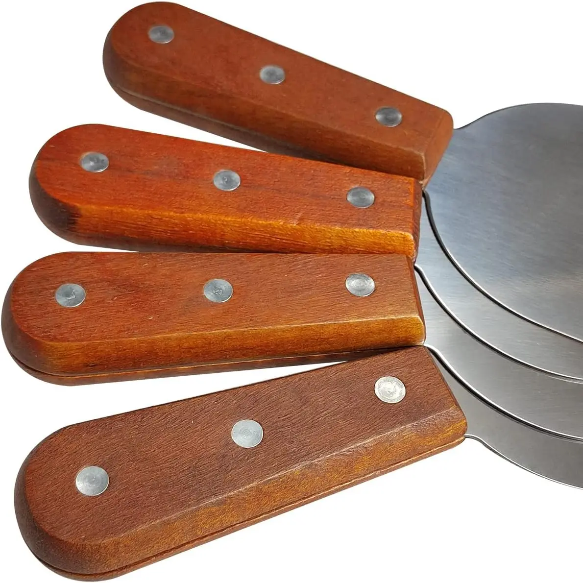 Mvckyi 4 PCS Spatula From USA Free Stainless Steel With Wood Handle Shovels For Rolled Ice Cream Diner Flat Straight Blade