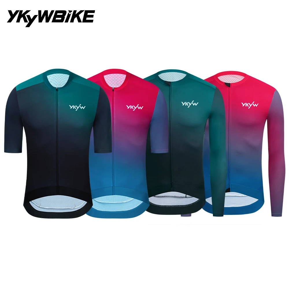 YKYWBIKE Men's Cycling Jersey Italy MITI Fabric Breathable Road Bike Shirt Fashionable Bicycle Jersey
