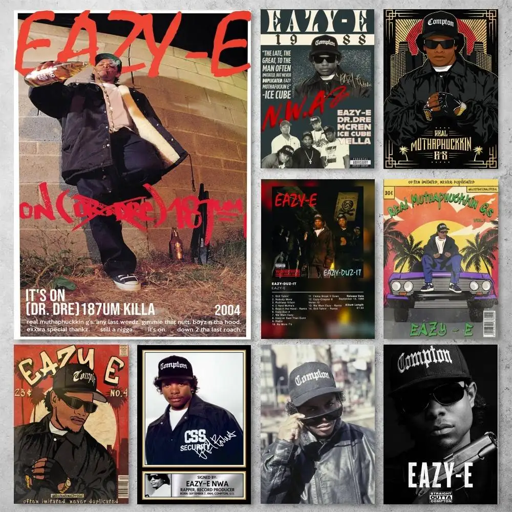 Pôster do Rapper de Hip Hop da Costa Oeste Eazy E, Decoração de Casa em HD, Adesivo de Parede Impermeável para Sala de Estar e Bar