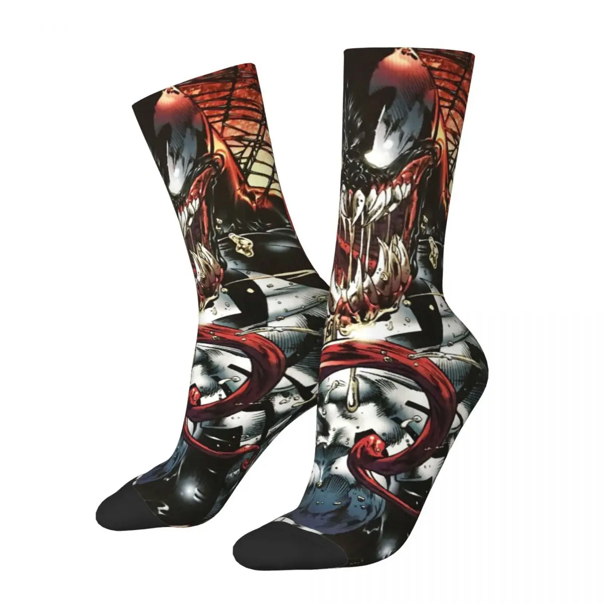 Chaussettes de compression vintage sans couture pour hommes, Harajuku, Marvel, Venom, Hip Hop, nouveauté, Crew ELan, cadeau imprimé, drôle, heureux, ensemble