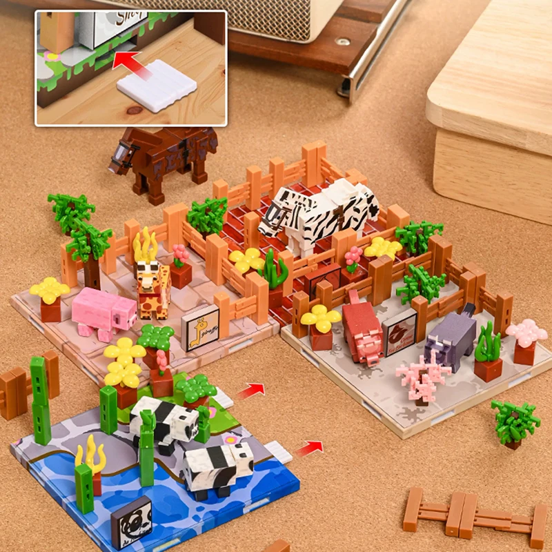 ألعاب الجذعية حديقة الحيوان الألغام العالم المغناطيس مكعب بناء مجموعات اللبنات المغناطيسية لتقوم بها بنفسك اللعب عيد ميلاد الهدايا الإبداعية للأطفال الأطفال