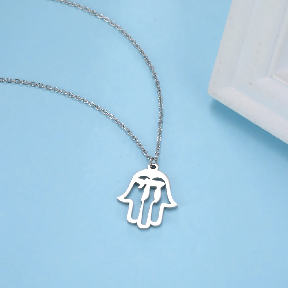 LIKGREAT Hamsa Hand Chai Charm Necklace for Women Hebrew Judaica Jewelry Chai Pendants Amulet Lucky Protection From Jerusalem