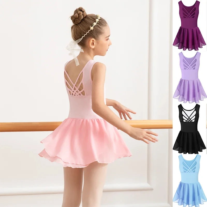 Mädchen Ballett-Tanzanzug Niedlicher Schmetterling Rückenfreier Chiffon-Rock Kinder Tanzkleid – Detail 6