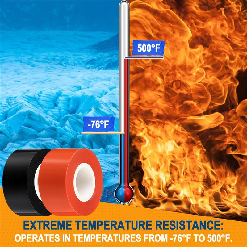 เทปไฟฟ้าซิลิโคนแบบมีกาวในตัว ขนาด 1 นิ้ว x 10 ฟุต สำหรับงานหนัก 10 ม้วน กันน้ำ สำหรับยานยนต์ สำหรับท่อ อุปกรณ์ออกกำลังกาย