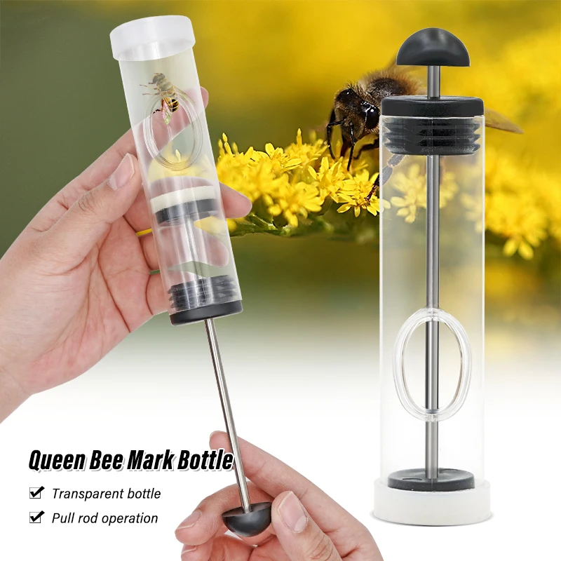 Portable Queen Bee Marker Bottle Non Toxic Catcher Apiculture Durable Labeled Tools Plastic Marker Bottle Practical Box Optional