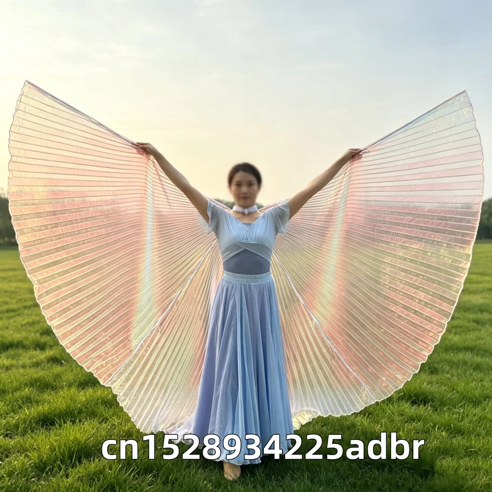 Transparent Gradient Belly Dance Isis Wings Women Split/Non-Split Adult Stage Performance Carnival Dance Costume