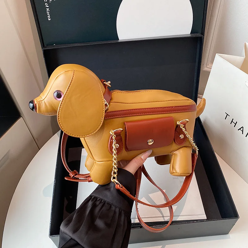 

Cute dog shape Evening Party bag Women's bag PU Leather Adjustable Strap with Zipper Satchel Purse for Shoping Travel for Women