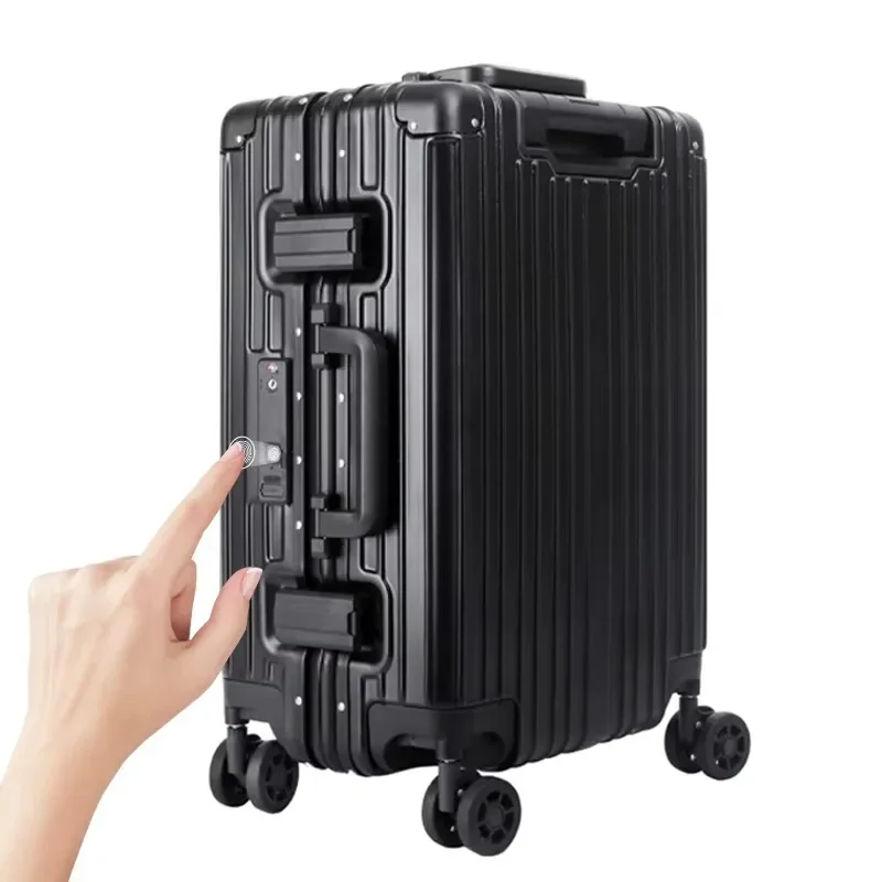 Fingerprint Lock Travel Luggage Durable Stainless Steel ABS Rod Aluminum Frame Luxury Luggage 20 inches