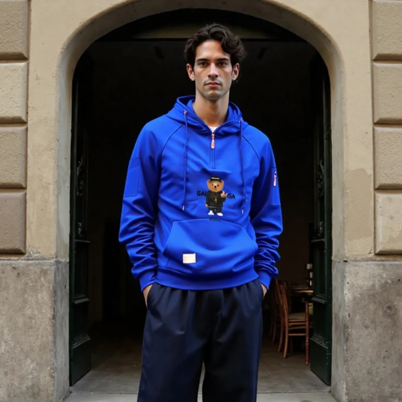 

Men's European-sized fashionable sweatshirt, long-sleeved men's hoodie, pocket mouse pocket, zipper pull cord sweatshirt