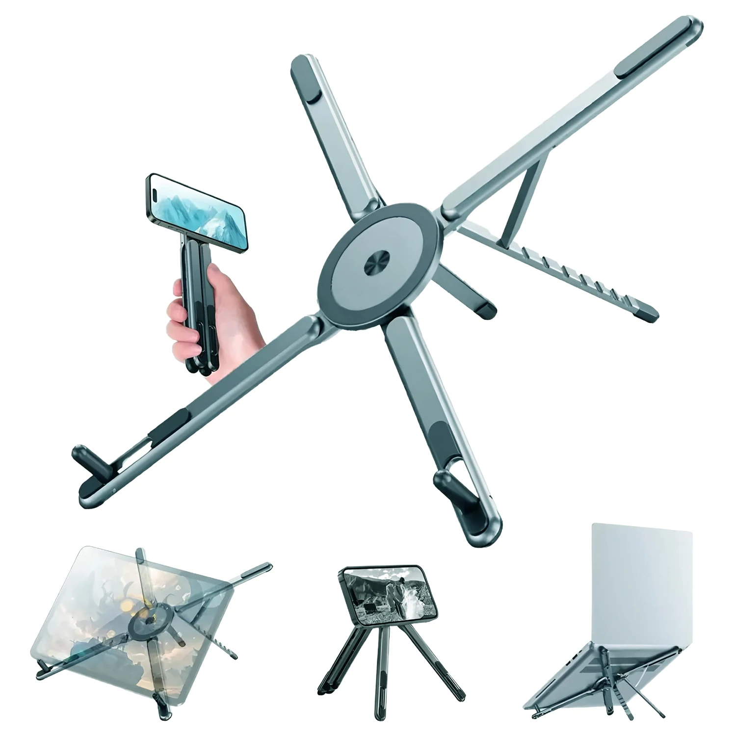 Soporte Magnético Plegable para Laptop, Plástico ABS, Portátil, Ajustable, Disipación de Calor, para Teléfono Inteligente, Tableta, Notebook