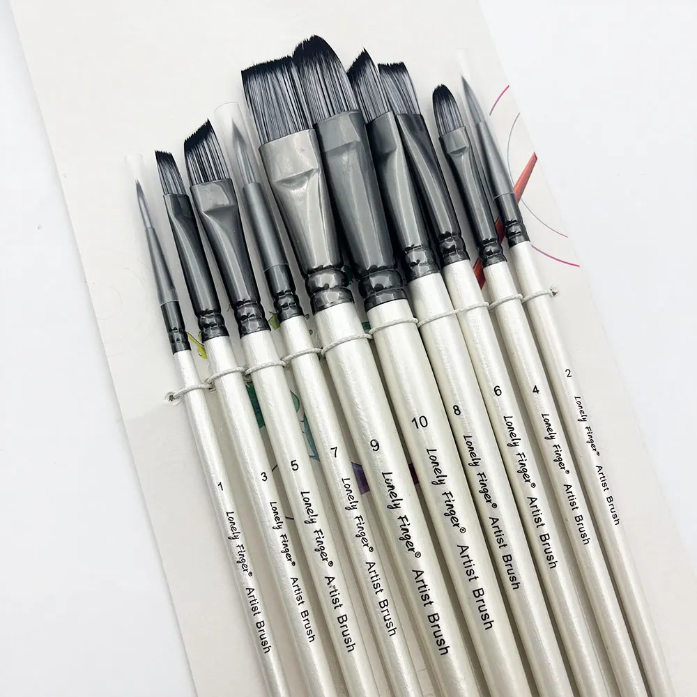 

10pcs Artist Paint Brush Set Different Premium Nylon Tips for Adults & Professionals - Perfect for Watercolor, Oil, Acrylic Pai