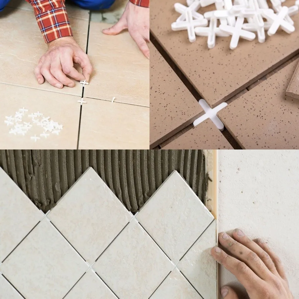 2500pcs Reusable Tile Spacers Wall Floor Use 1mm 1.5mm 1/16 Inch Tile Leveling Clips Plastic Material White Cross Tile Spacers