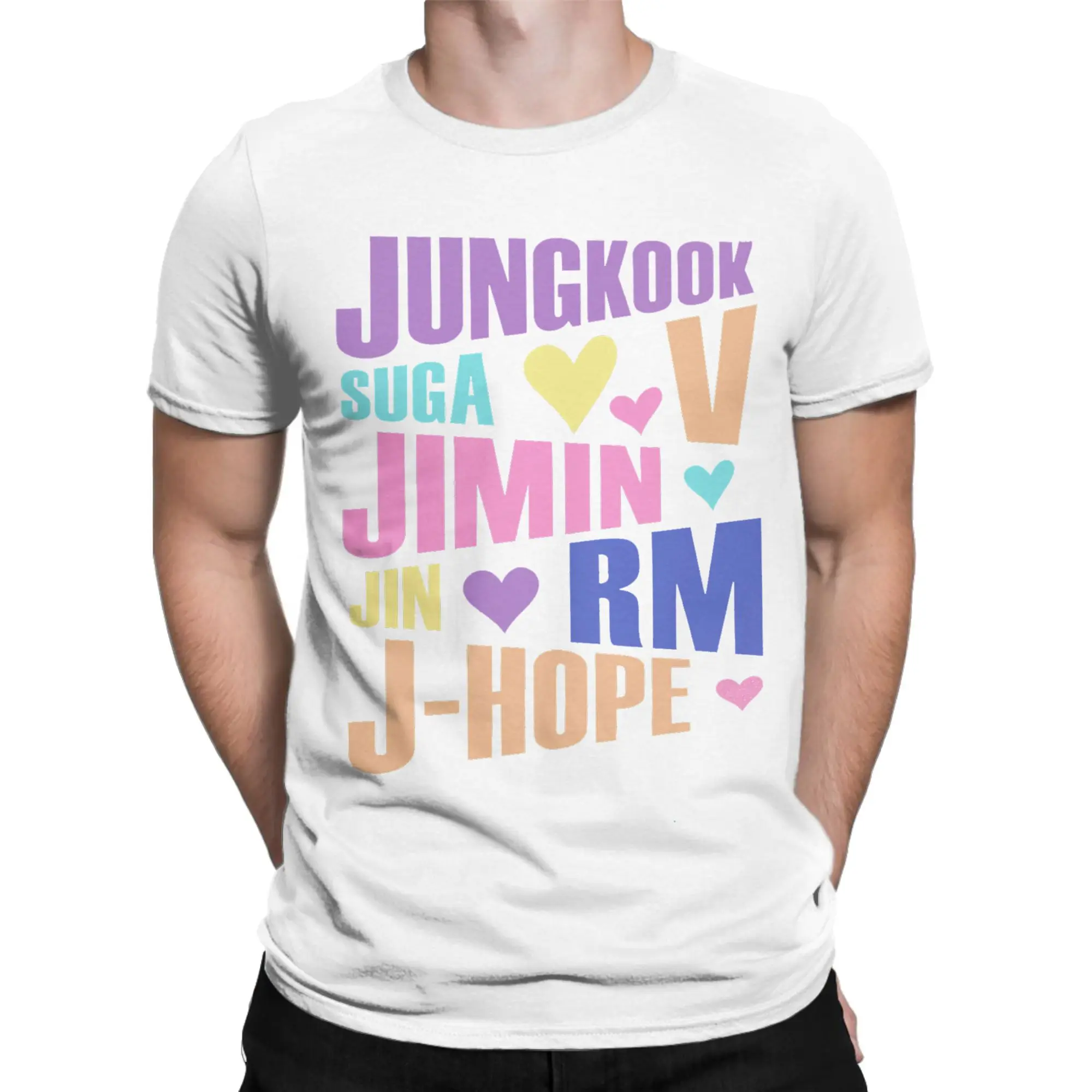 JIMIN JUNG KOOK J-HOPE JIN SUGA V RM الرجال التي شيرت خمر تي شيرت قصير الأكمام Crewneck تي شيرت 100% القطن هدية عيد ميلاد بلايز