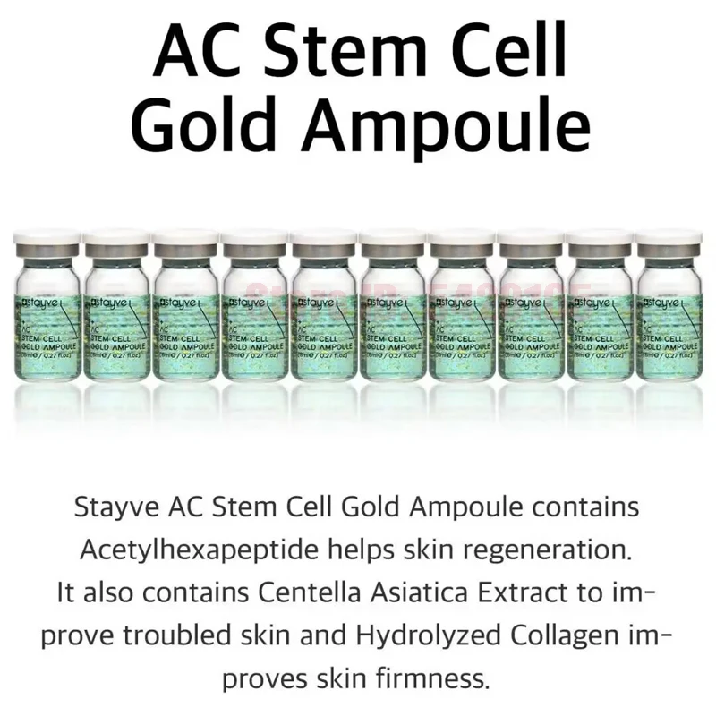 เซรั่มบีบีโกลด์แอมพูล สูตรผิวกระจ่างใส AC Stem Cell สไตล์เกาหลี Stayve ผสมไนอะซินาไมด์และวิตามินอี ชุดเริ่มต้นบำรุงผิวหน้า ชุ่มชื้น ใช้ได้ทุกวัน