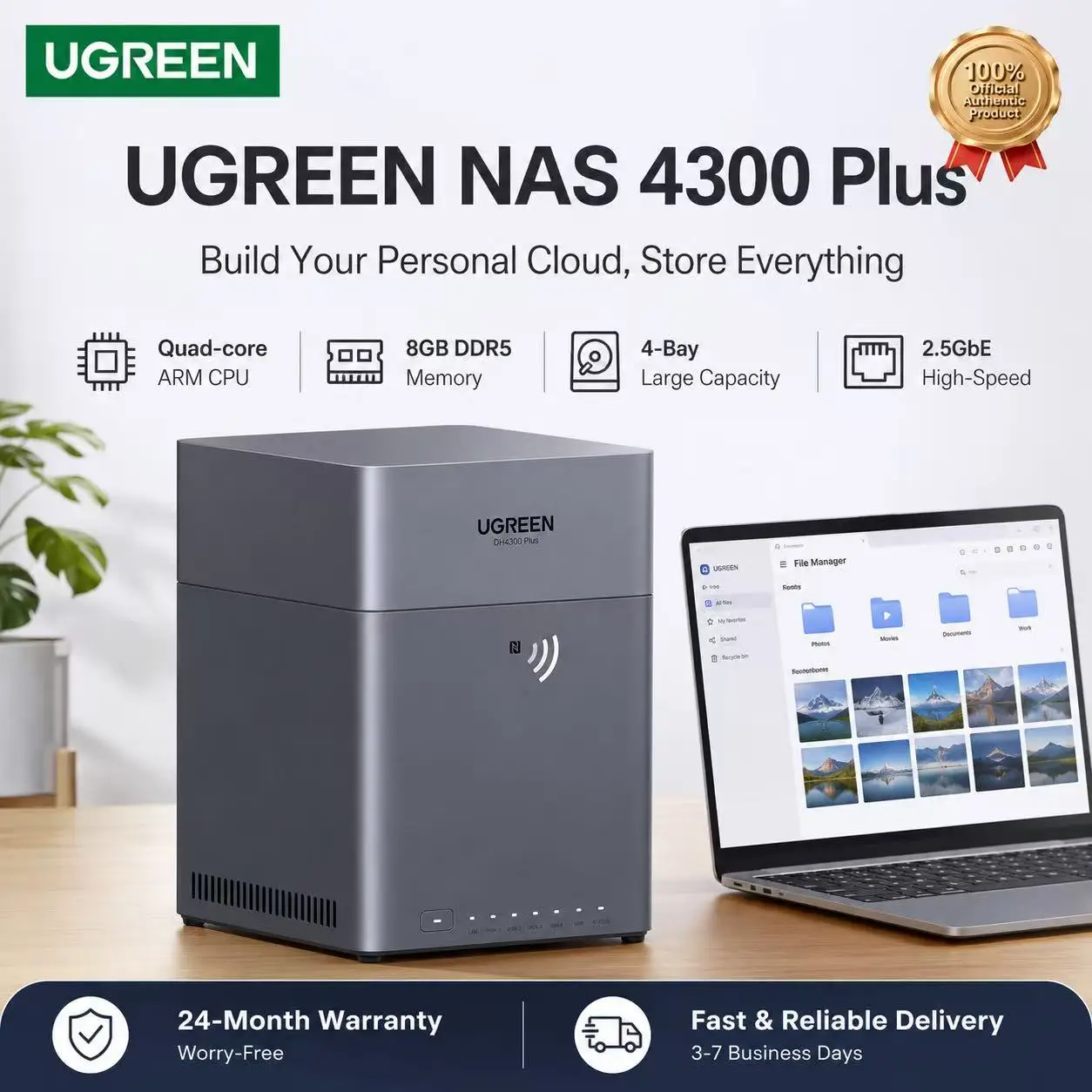 UGREEN DH4300 Plus NAS, Almacenamiento en la Nube Privado, Almacenamiento Conec…