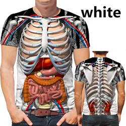 Funny Halloween Cosplay Costume 3D Printed Horror Skull Viscera Outdoor Men's Oversized Short Sleeve Tops Fun Kids T-Shirt