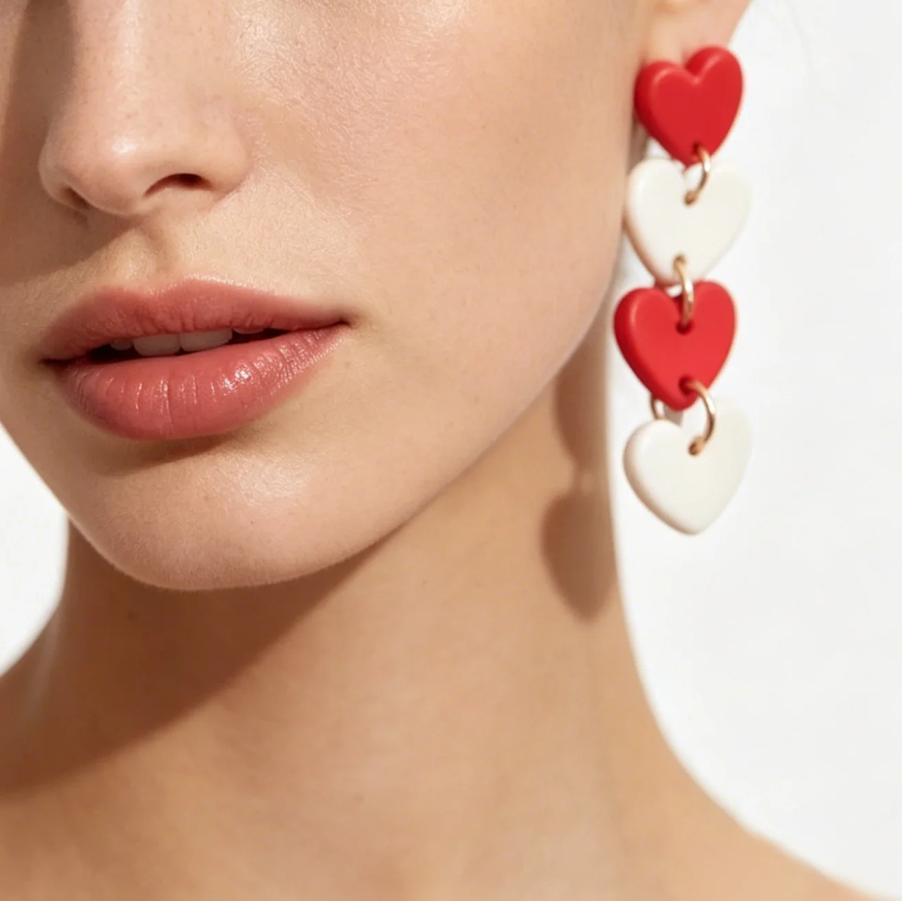 Cute Polymer Clay Heart Love Links Letter Earrings Lightweight Dangle Drop Jewelry Romantic Envelope Valentine Gift for Women