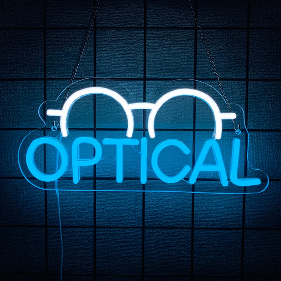 Optical Neon Sign For Wall Decor,Led Neon Light For Eye Clinic,Eyeglass Store Opening Gift,Office,Optical Center,USB Powered
