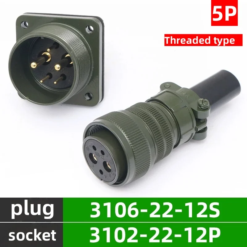 MS5015 American military standard connector straight/bent plug and socket 22SL size 22-12P/22-12S 3106A/3102A/ threaded 5P