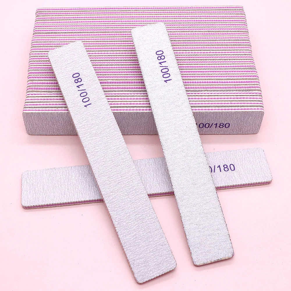 

20Pcs Emery Boards Nail Files 100/180 Double Sided Strong Sandpaper Nails File 80/80 Square Sanding Files Remove Nail Polish Gel