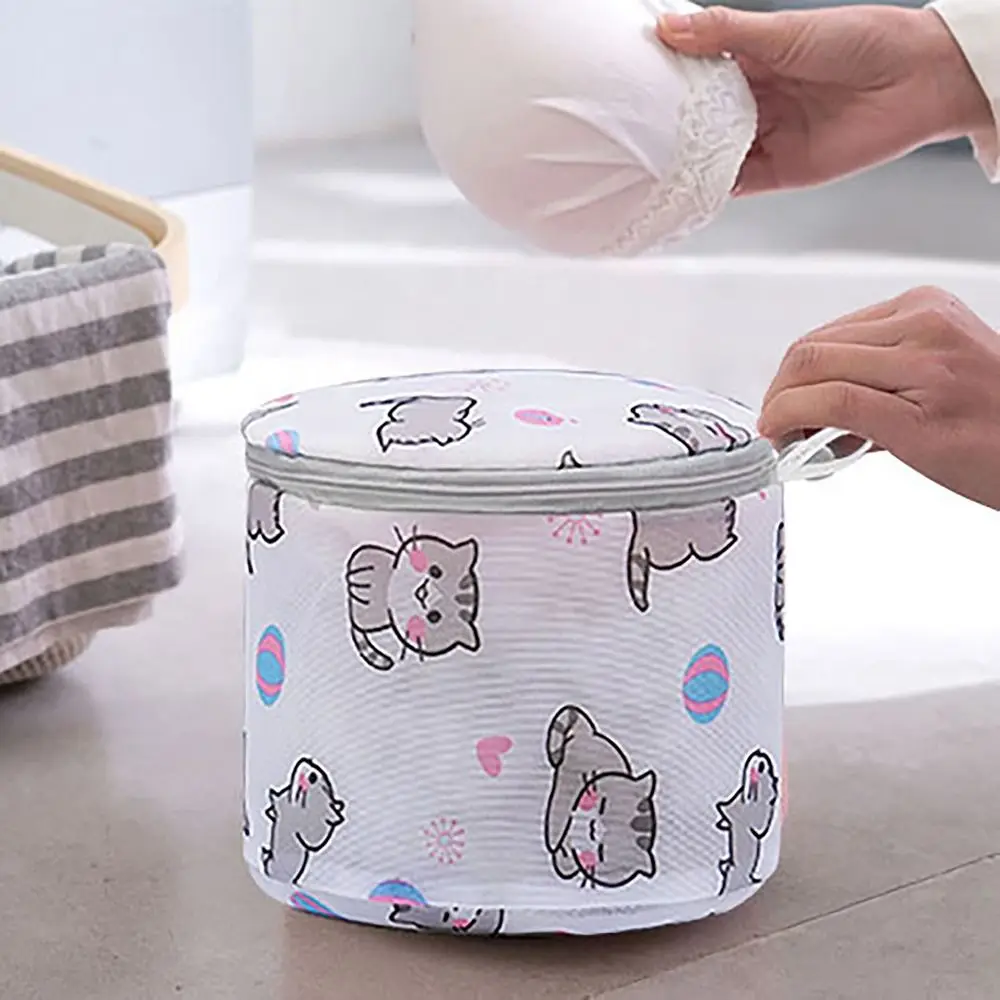 Convenient Cat Print Laundry Bag Large Capacity Multifunctional Washing Bag Cartoon Foldable Laundry Basket Household