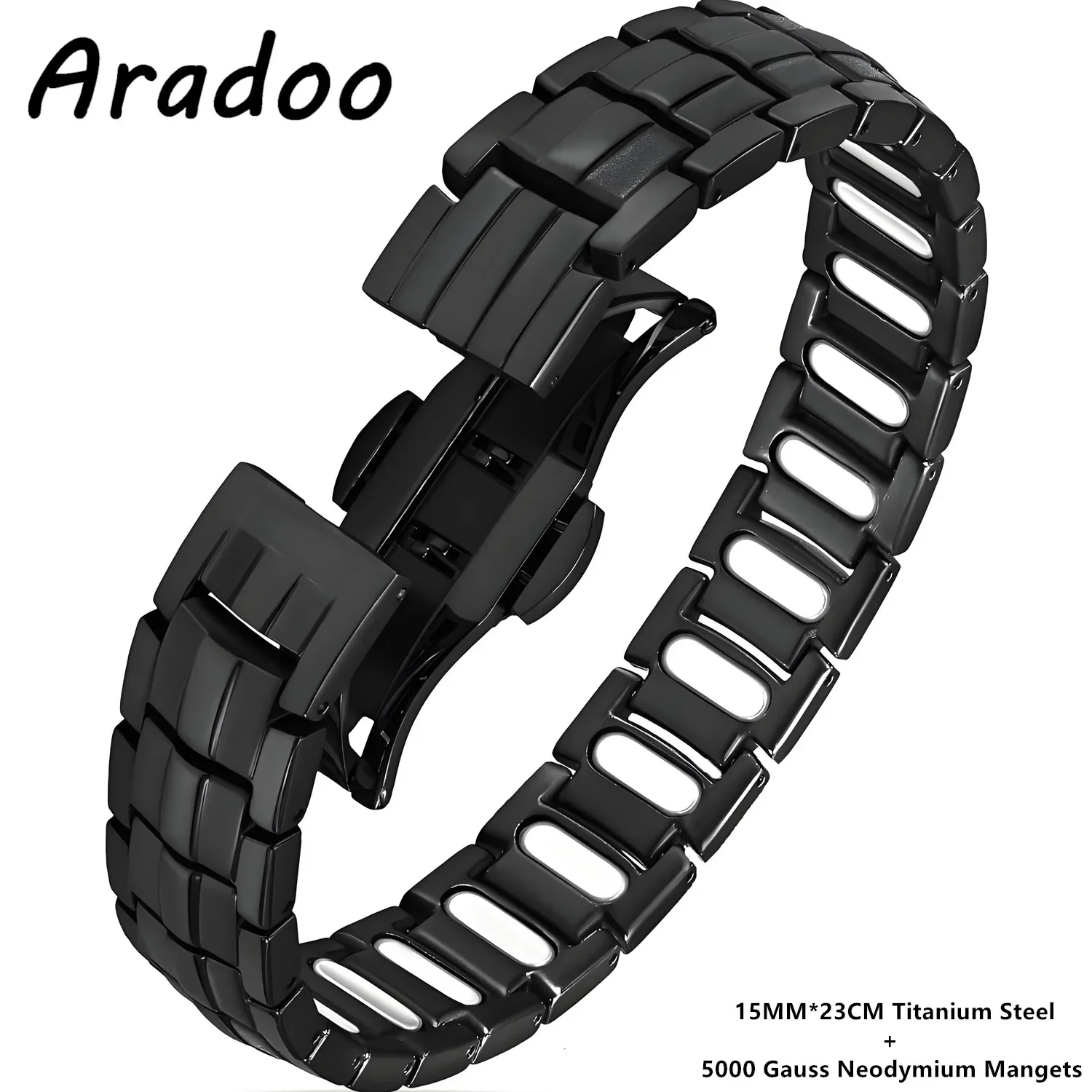 ARADOO Premium Titanium Steel Bracelets for Men with 5X Strength 5000 Gauss Neodymium Magnetic Wristband Anniversary Gift
