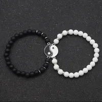 Tai Chi Beaded Couple Bracelets For Women Men Best Friends Yin Yang Paired Charms Beads Bracelet Fashion Jewelry Gifts