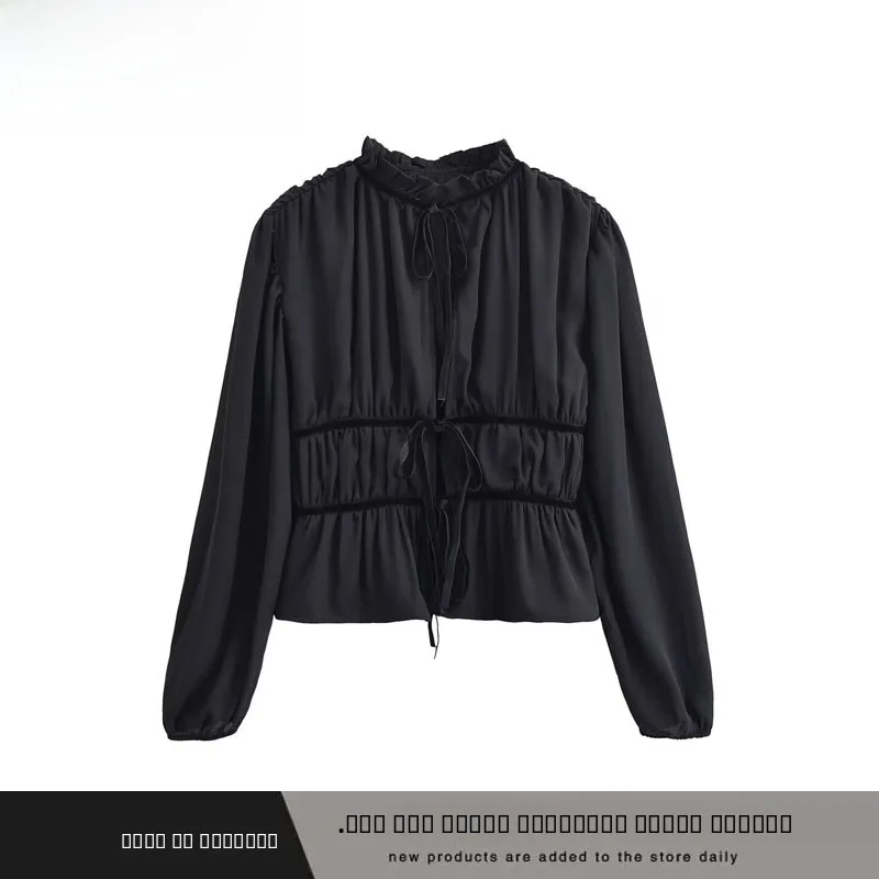 

Женский топ Irt с модным узлом, украшенный узлом, осень-зима, Новое поступление ZR Sle, длинное волокно из полиэфирного волокна Sve ort L...