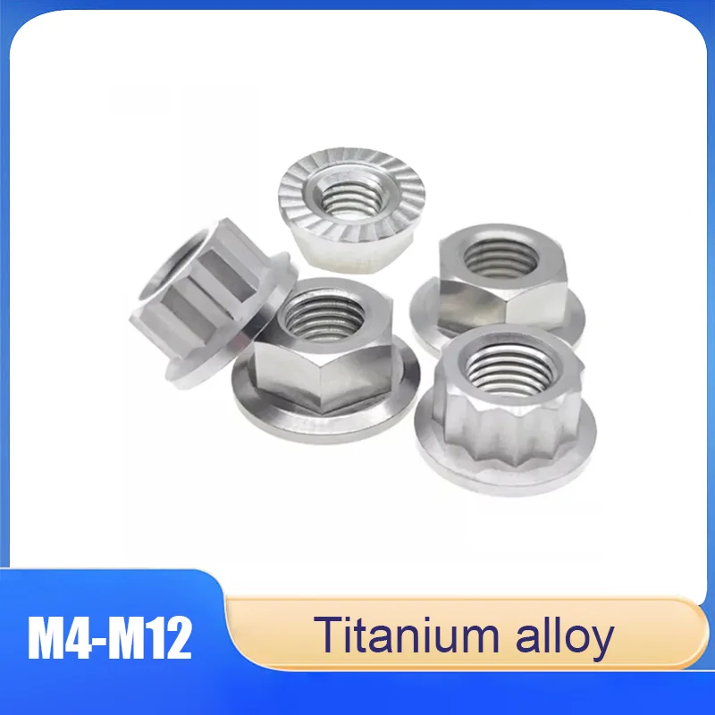 

5-10pcs Titanium Alloy Hexagon Flange Nut M4 M5 M6 M8 M10 M12 Bi Hex Flange 12 Point Nuts for Bicycle Motorcycle Retrofit