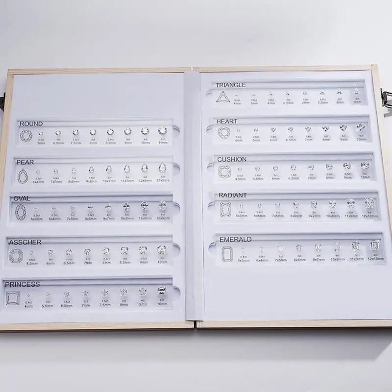 G5GC Accurate Rings Size Reference and Gemstones Chart with Cubic Zirconia Materials