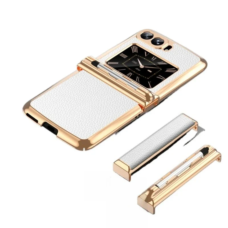 Lychee pattern electroplated mobile phone case, suitable for motorcycle double hinge