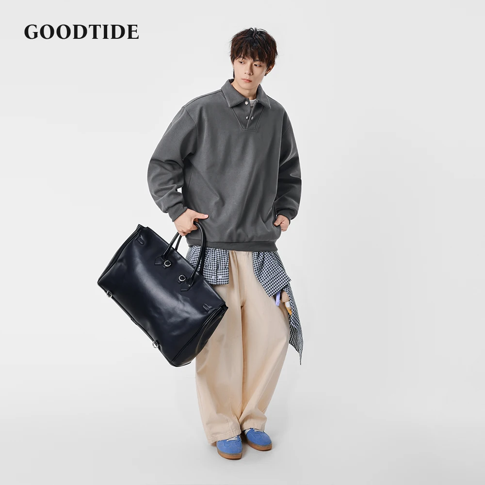 Fashion Men's Casual Long Sleeve Polo Shirt 2025 Winter New Classic Collar Loose - Fit Design Men Hoodie Pullover Top