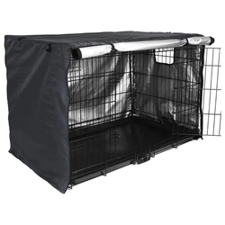 Dog Crates Cover for 24in/30in/36in/43in Wire Dog Cage Durable Waterproof Oxford-Fabric with 2 Door Indoor/Outdoor 87HA