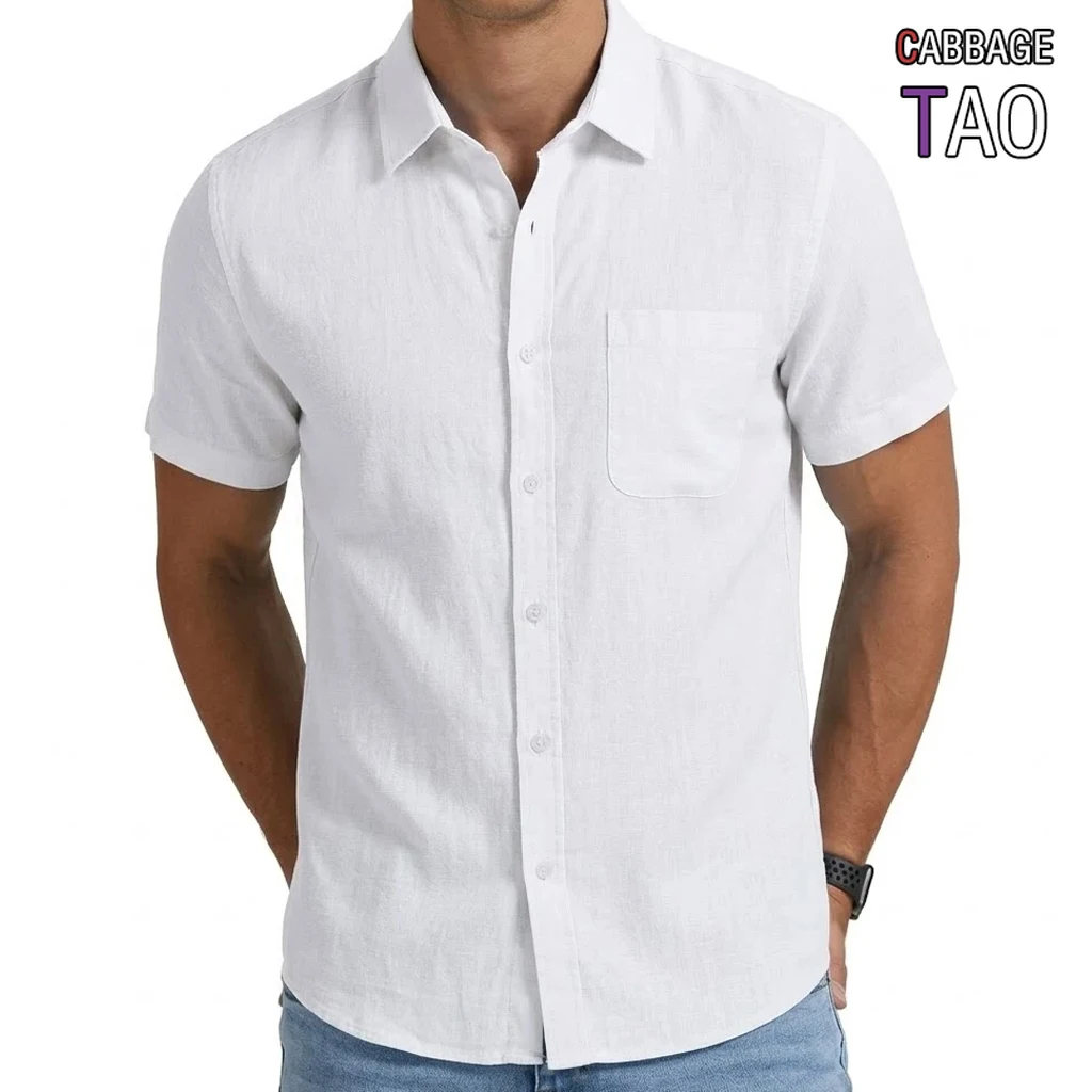 

Mens Premium Short Sleeve Top Elegant Work and Casual Tees Stylish Hawaiian Shirts Summer Breathable Cotton Linen Shirts for Men
