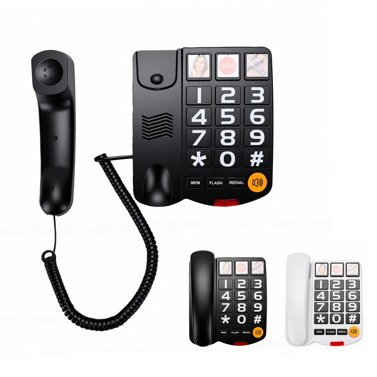 Extra Loud 110dB Landline Phone Big Button Phone for Seniors with 3 Photo Speed  Hands  Function Loud  Emergency Call Key