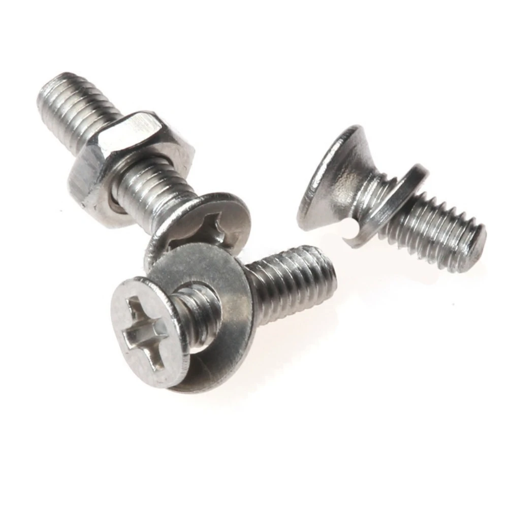 300Pcs Stainless Steel Hardware Screws M3 Cross Groove Machine Screws Countersunk Machine Screws Spring Washers Nut Bolt Sets