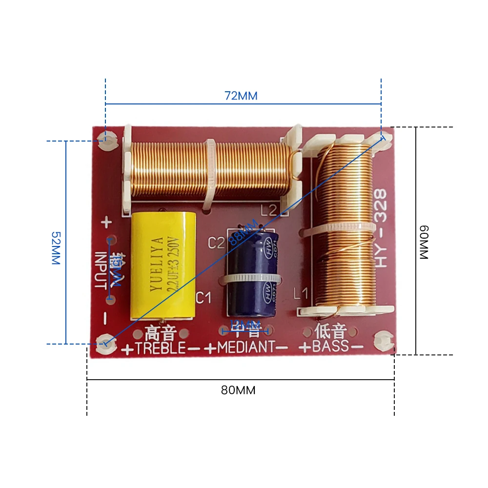 AIYIMA 1PC 120W 3 Ways Audio Speaker Crossover Treble+Midrange+Bass Crossover Speakers Filter Frequency Divider 2000Hz 7000Hz