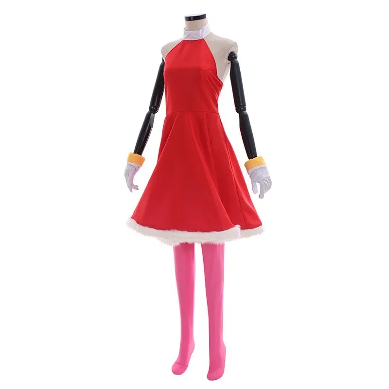 Game Amy Rose cosplay costume rosy the rasical cosplay red dress suit women cosplay costume Halloween party red play dress