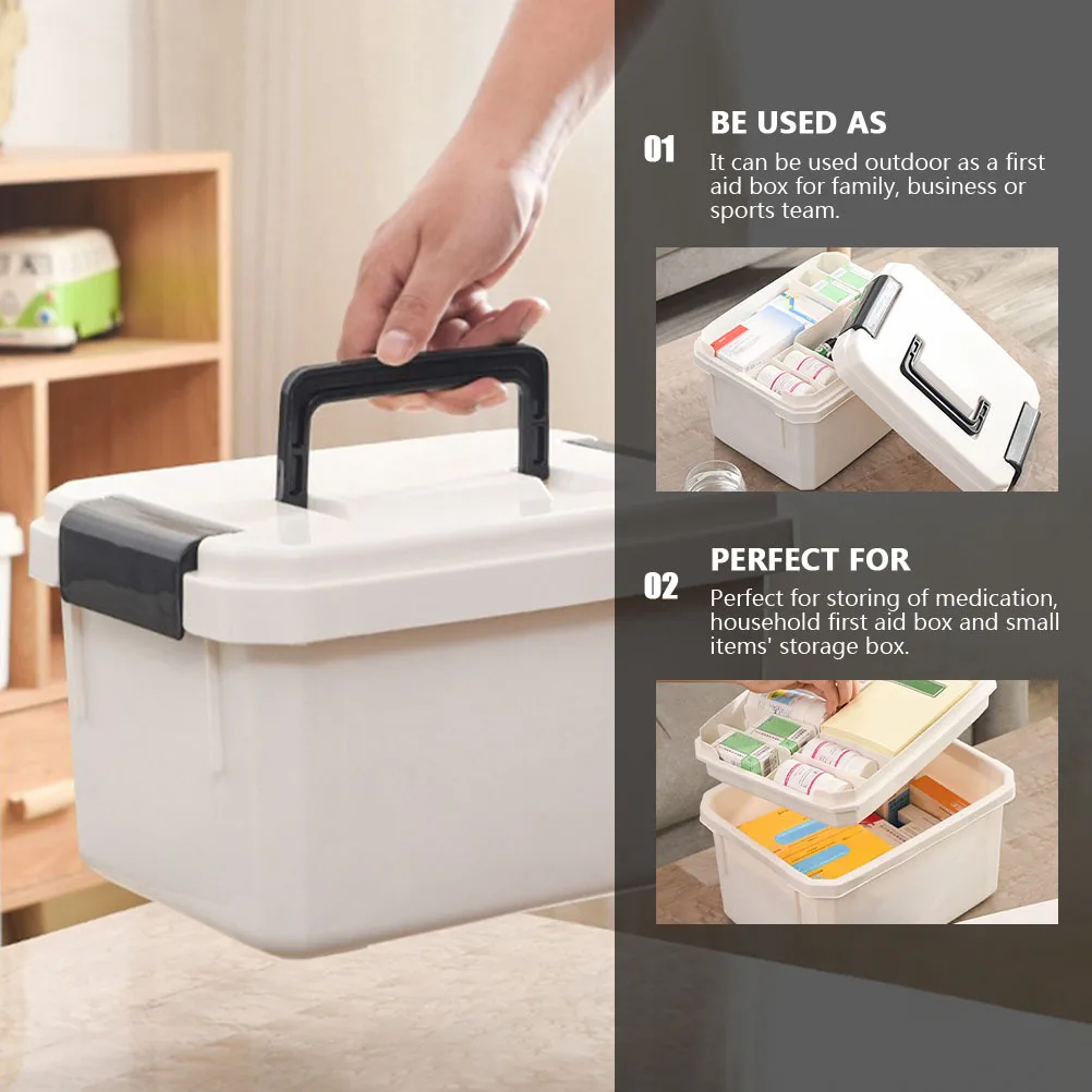 1pc Large Capacity Portable Medicine Storage Case Handle For Household First Aid Outdoor Travel Sundries Container Medicine Box