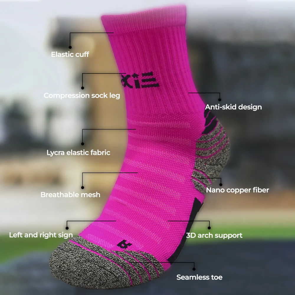 Professional Sports Socks for Women Nano Copper Deodorant Antibacterial Antiskid Running MTB Climbing Basketball Soccer Socks