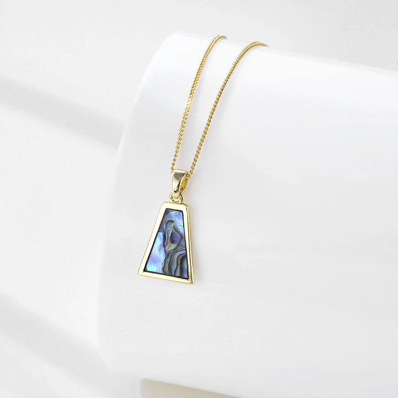 HUAMI Natural Color Abalone Shell Drop Shaped Necklace Ginkgo Leaf Trapezoid New Color Necklace Ladies Jewelry Personalized Gift