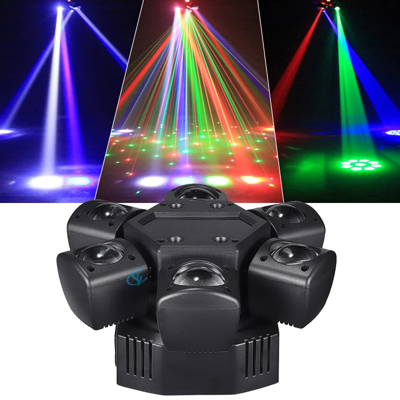 

Remote Control Full Color LED RGBW 4in1 Beam Moving Head Light Mini Six Arm Stage Flash Effect Lighting DMX For Disco Bar Party