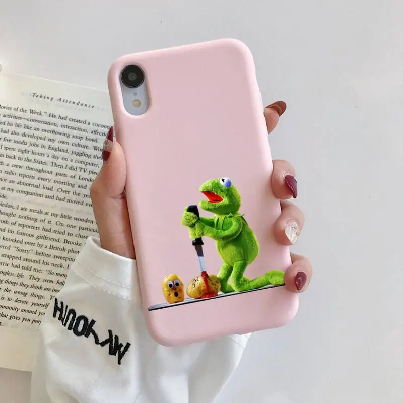 Kermit-funda de teléfono the frog para iPhone, carcasa de Color caramelo sólido, para 11, 12, 13, Mini Pro, Xs Max, 8, 7, 6, 6S Plus, X, XR