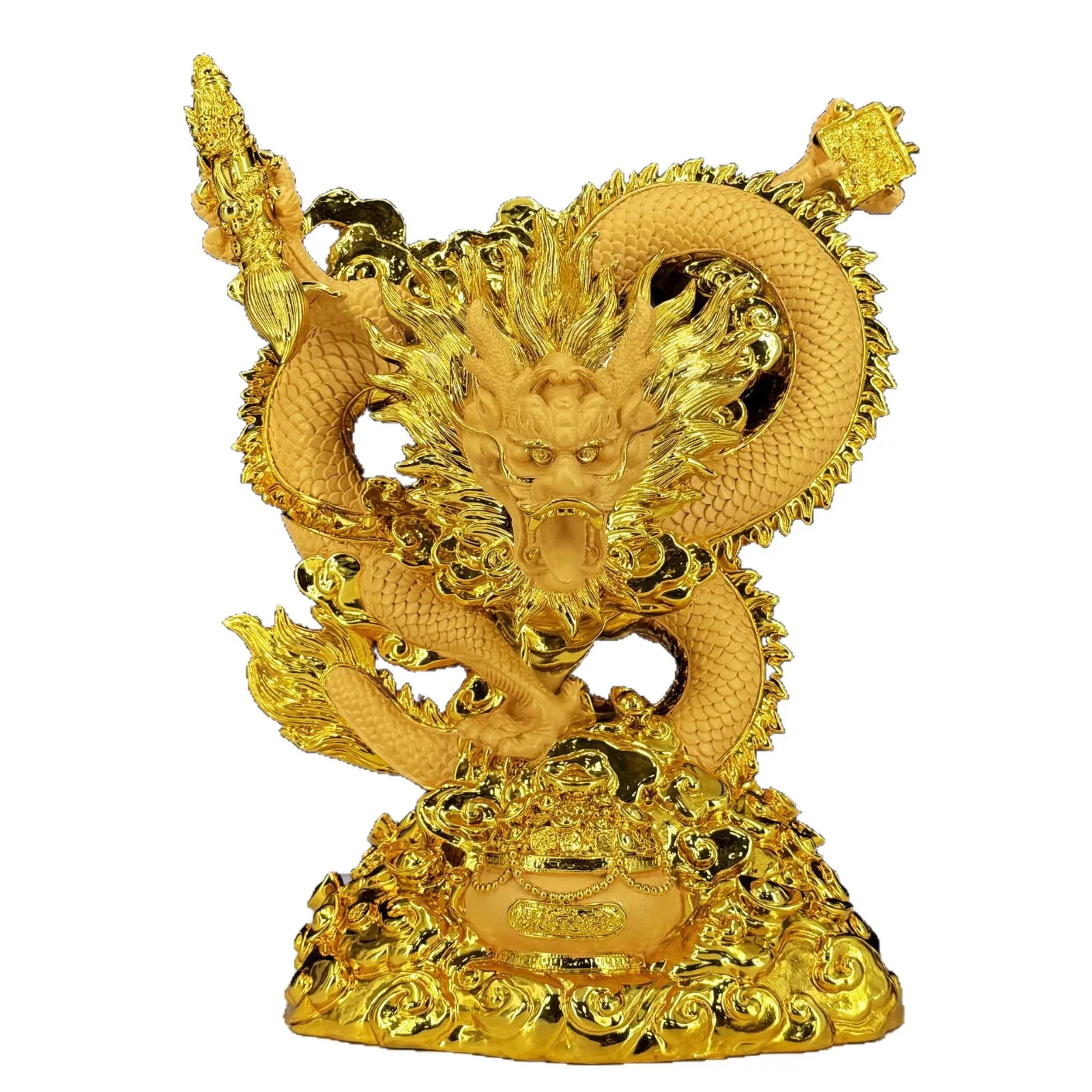 Chinese Dragon Resin Statue Desktop Ornament Auspicious Fortune Decor Vintage Craftsmanship Indoor Space Styling Accent Decor