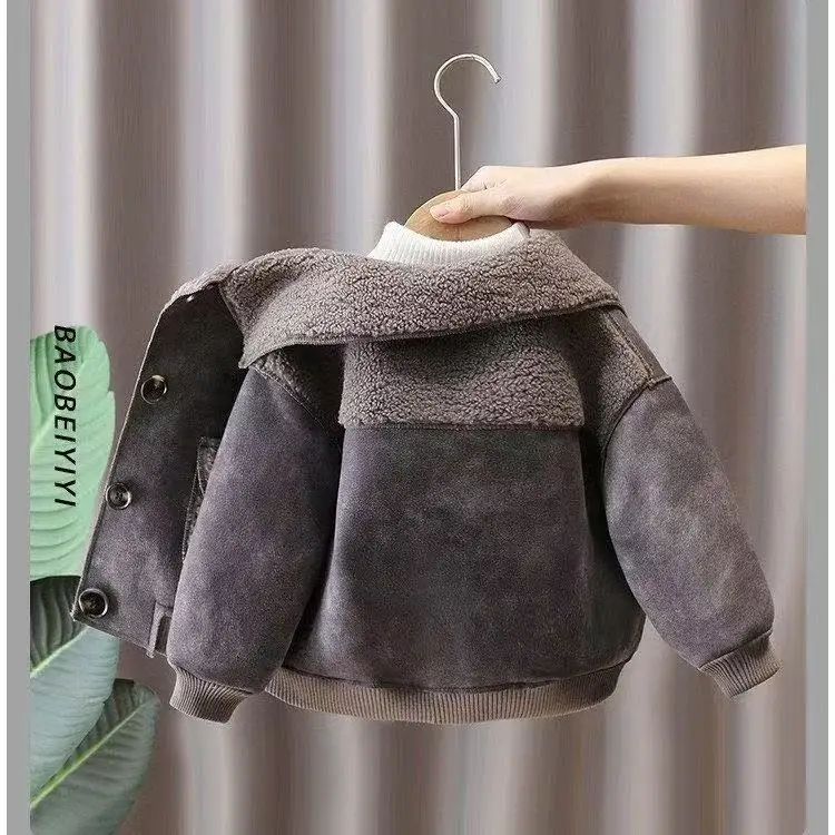 New  Boy Jackets Suede Thickness Kids  Coats  Baby  Children Outerwear Winter Autumn   2025-197
