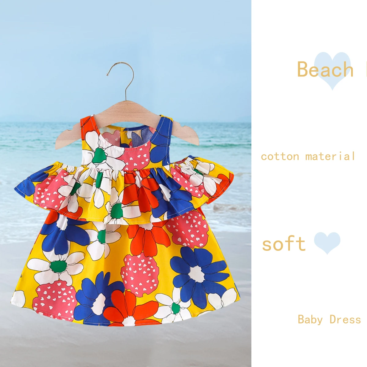 Baby Girl Cotton Dress Baby Beach Dress Preschool Children\'S Lace Off The Shoulder Loose Flower Sweet Summer Clothes